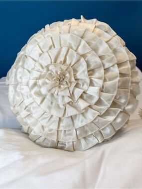 Round Ruffled Champagne Color Decorative Pillow